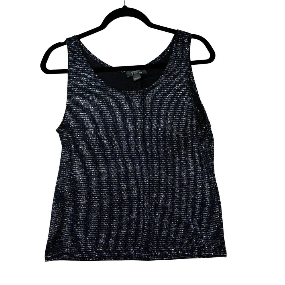 Dressbarn Collection Tank Top Women's Large Blue Sleeveless Bead Sequin Front